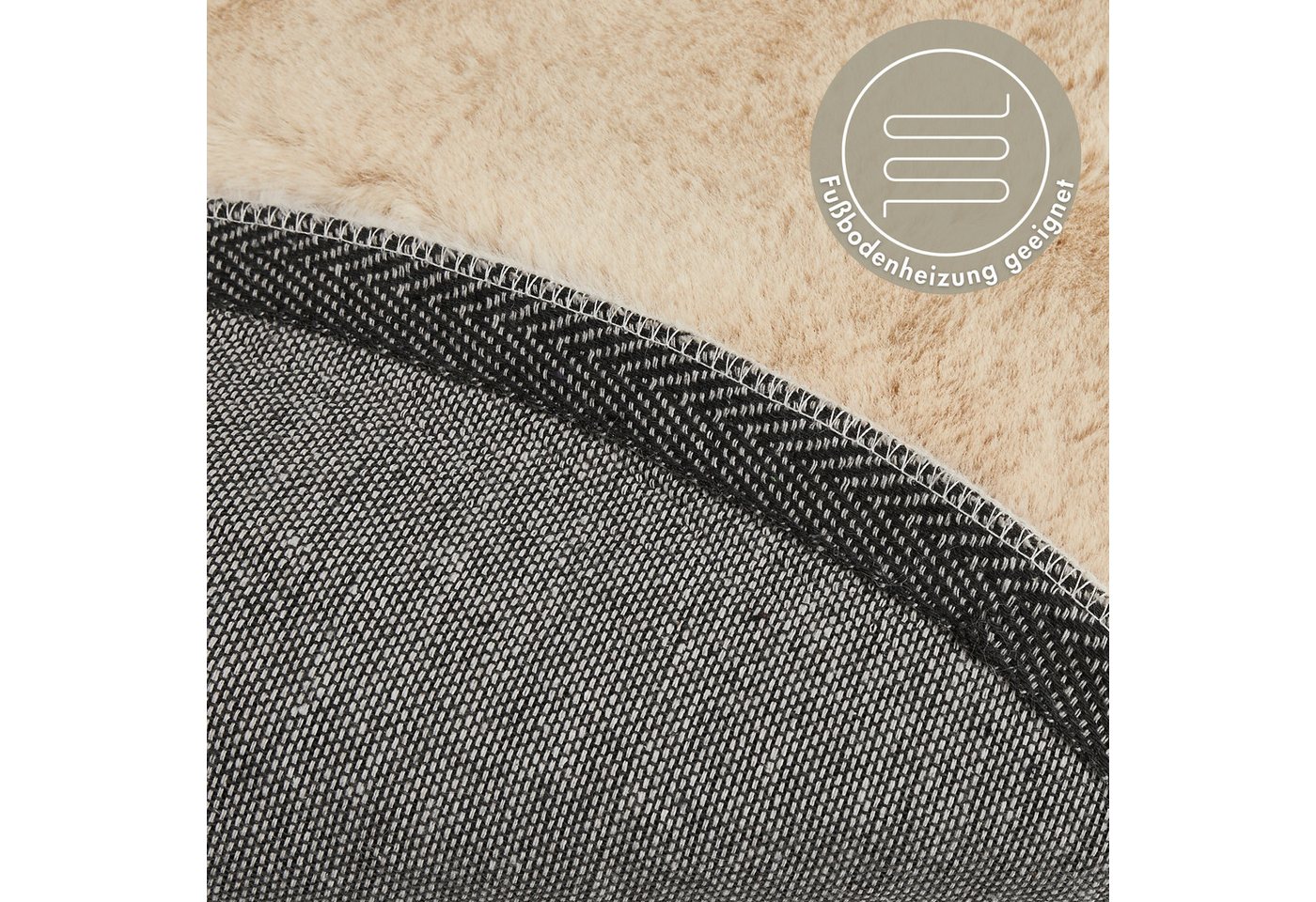 LUXOR living Fellteppich Novara, rund, Höhe: 25 mm, Kunstfell, Kaninchenfell-Haptik, besonders weicher Hochflor – Bild 4 von 5