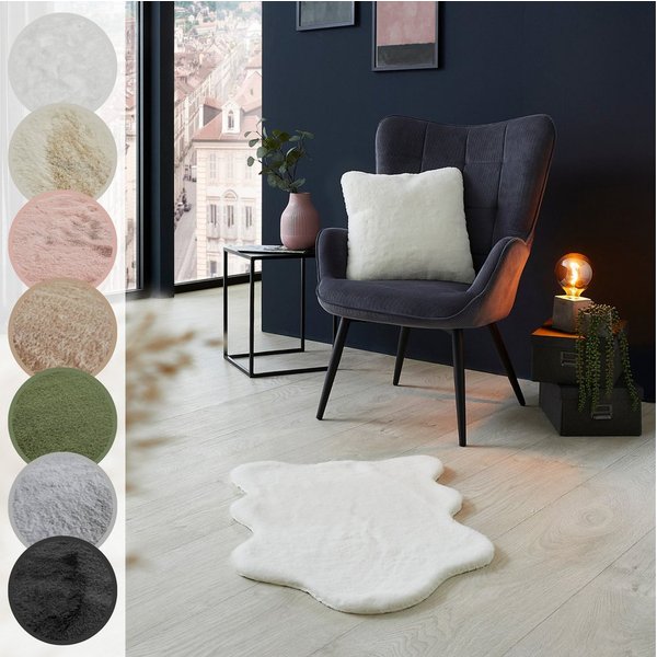 LUXOR living Fellteppich Novara, fellförmig, Höhe: 25 mm, Kunstfell, weiche Kaninchenfell-Haptik, waschbar, auch als 2er Set