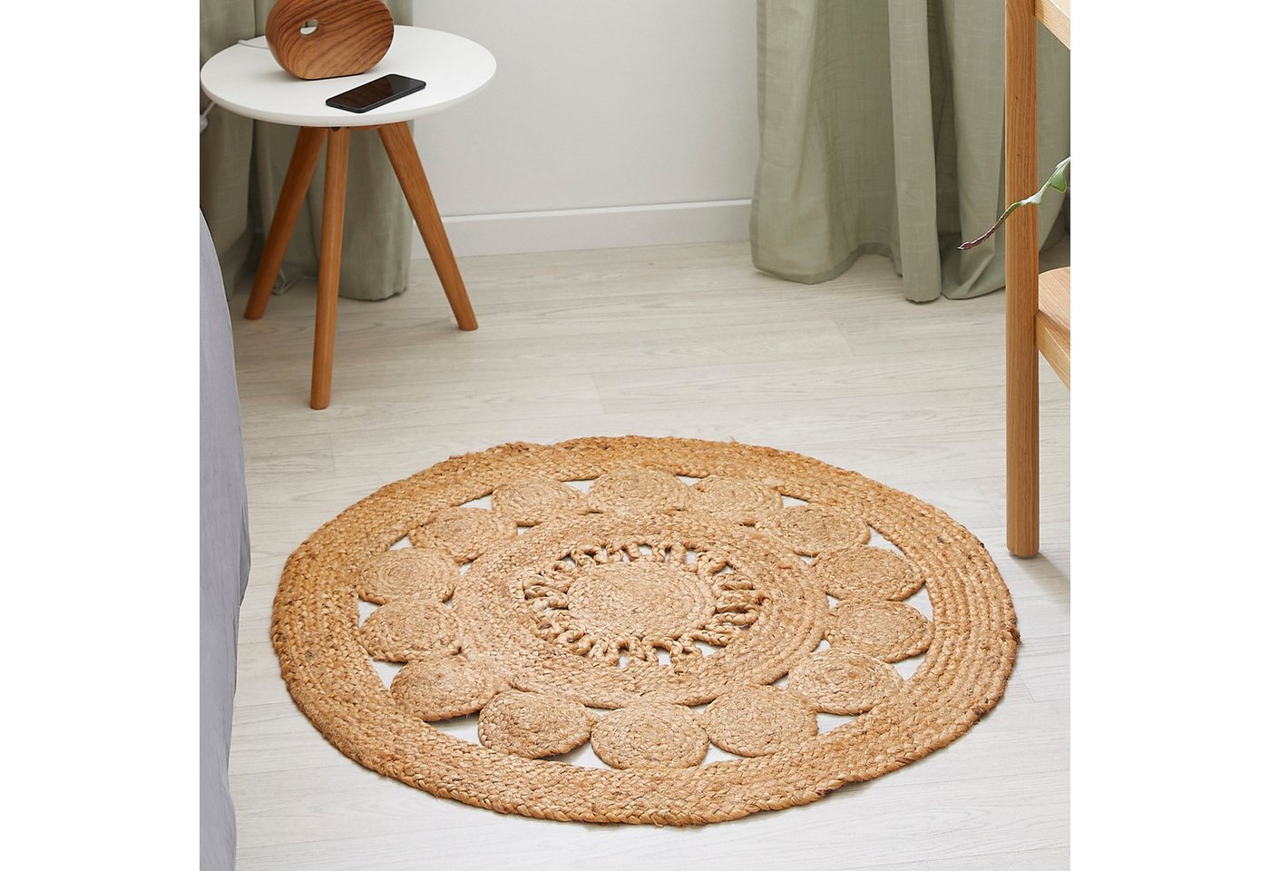 LUXOR living Teppich Balo, rund, Höhe: 6 mm, Juteteppich, reine Naturfaser, handgeflochten, Flecht Design – Bild 2 von 5
