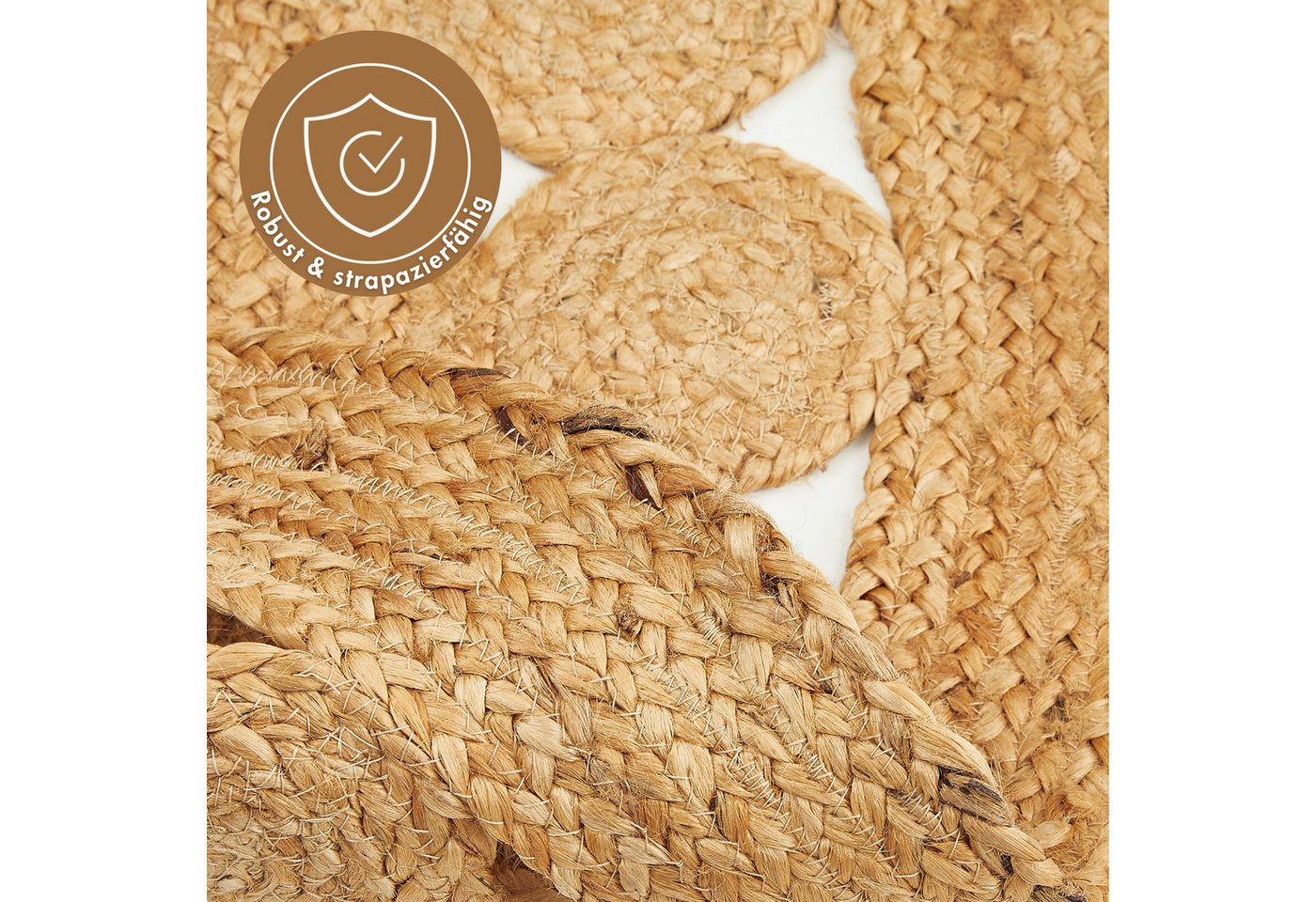 LUXOR living Teppich Balo, rund, Höhe: 6 mm, Juteteppich, reine Naturfaser, handgeflochten, Flecht Design – Bild 5 von 5