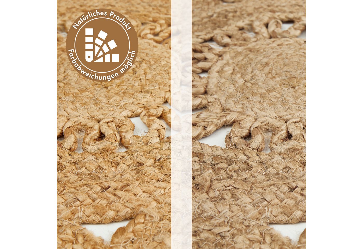LUXOR living Teppich Balo, rund, Höhe: 6 mm, Juteteppich, reine Naturfaser, handgeflochten, Flecht Design – Bild 4 von 5