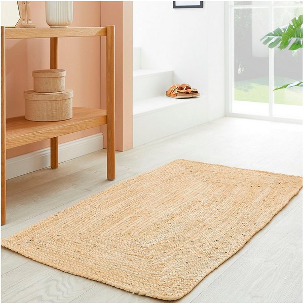 LUXOR living Teppich Ibo, Juteteppich, rechteckig, Höhe: 7 mm, Wendeteppich, handgeflochten, Naturfaser, Boho-Style
