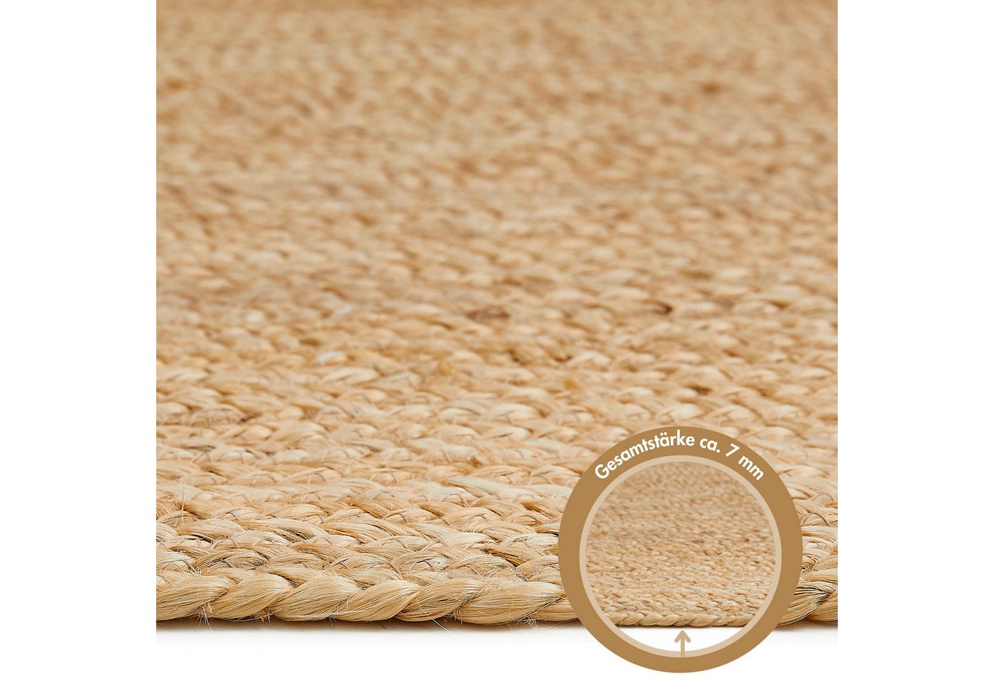 LUXOR living Teppich Ibo, Juteteppich, rechteckig, Höhe: 7 mm, Wendeteppich, handgeflochten, Naturfaser, Boho-Style – Bild 3 von 5