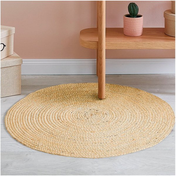 LUXOR living Teppich Ibo, Juteteppich, rund, Höhe: 7 mm, Wendeteppich, handgeflochten, Naturfaser, Boho-Style, Wohnzimmer
