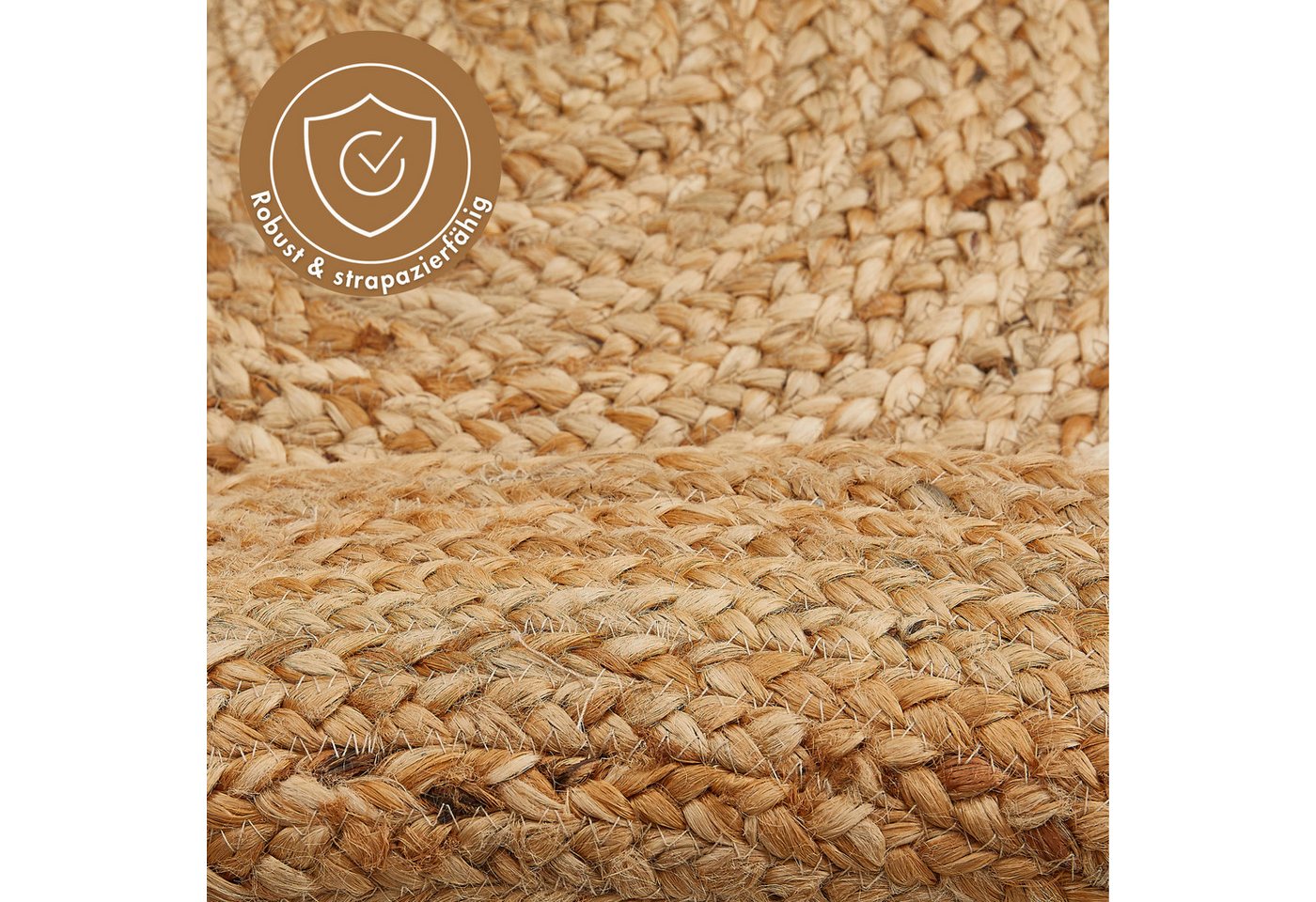 LUXOR living Teppich Mamda 2, Juteteppich, rund, Höhe: 6 mm, Flachgewebe, handgeflochten, Flecht Design, Naturfaser, Boho-Style – Bild 5 von 5