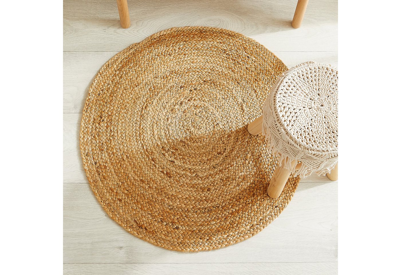 LUXOR living Teppich Mamda 2, Juteteppich, rund, Höhe: 6 mm, Flachgewebe, handgeflochten, Flecht Design, Naturfaser, Boho-Style – Bild 2 von 5