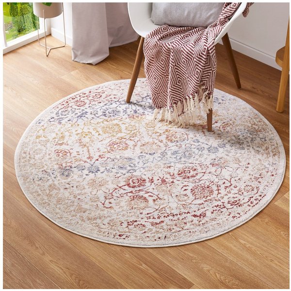 LUXOR living Teppich Rocco, rund, Höhe: 11 mm, Vintage-Look, florales Design, Wohnzimmer, Schlafzimmer