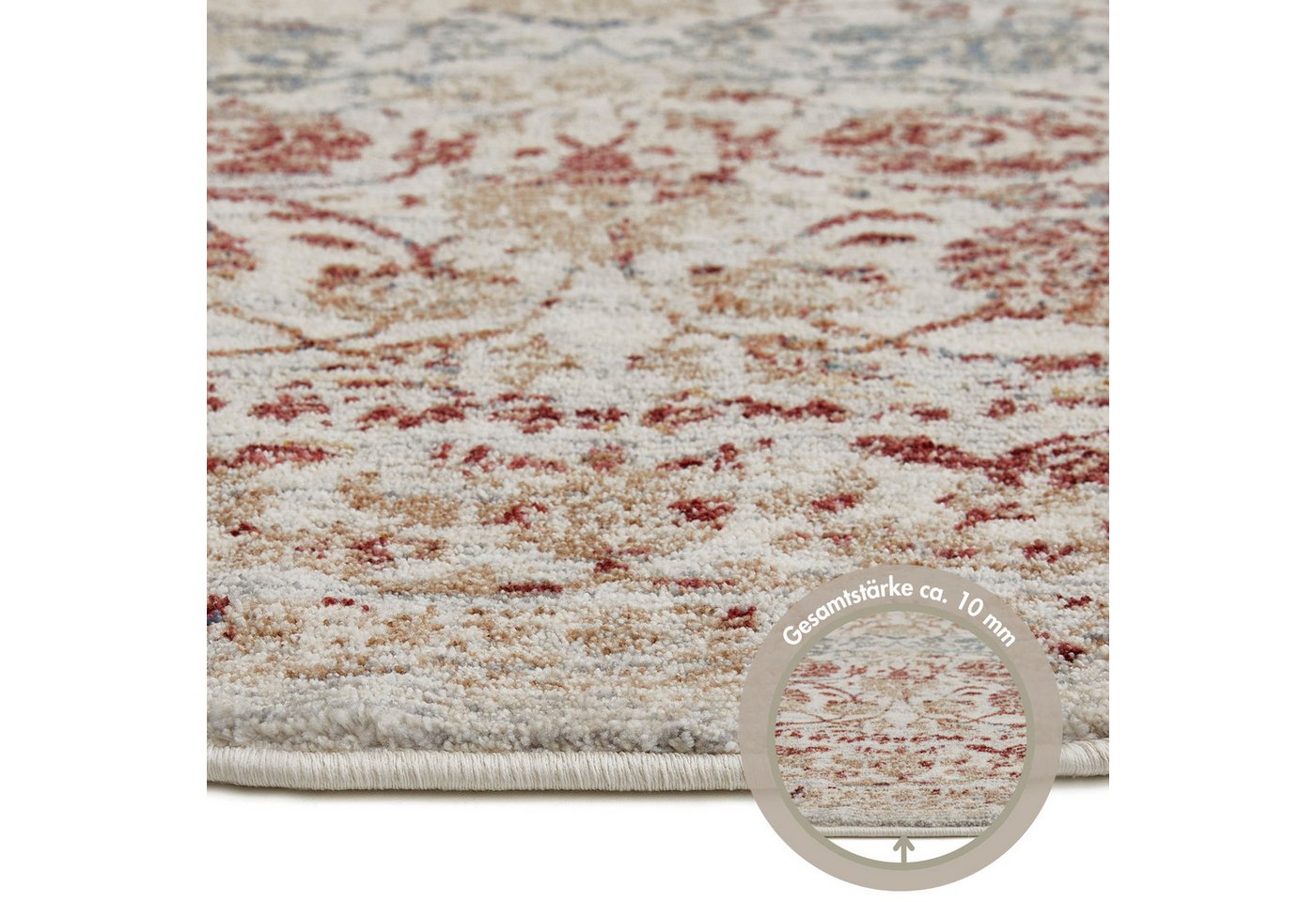 LUXOR living Teppich Rocco, rund, Höhe: 11 mm, Vintage-Look, florales Design, Wohnzimmer, Schlafzimmer – Bild 4 von 5