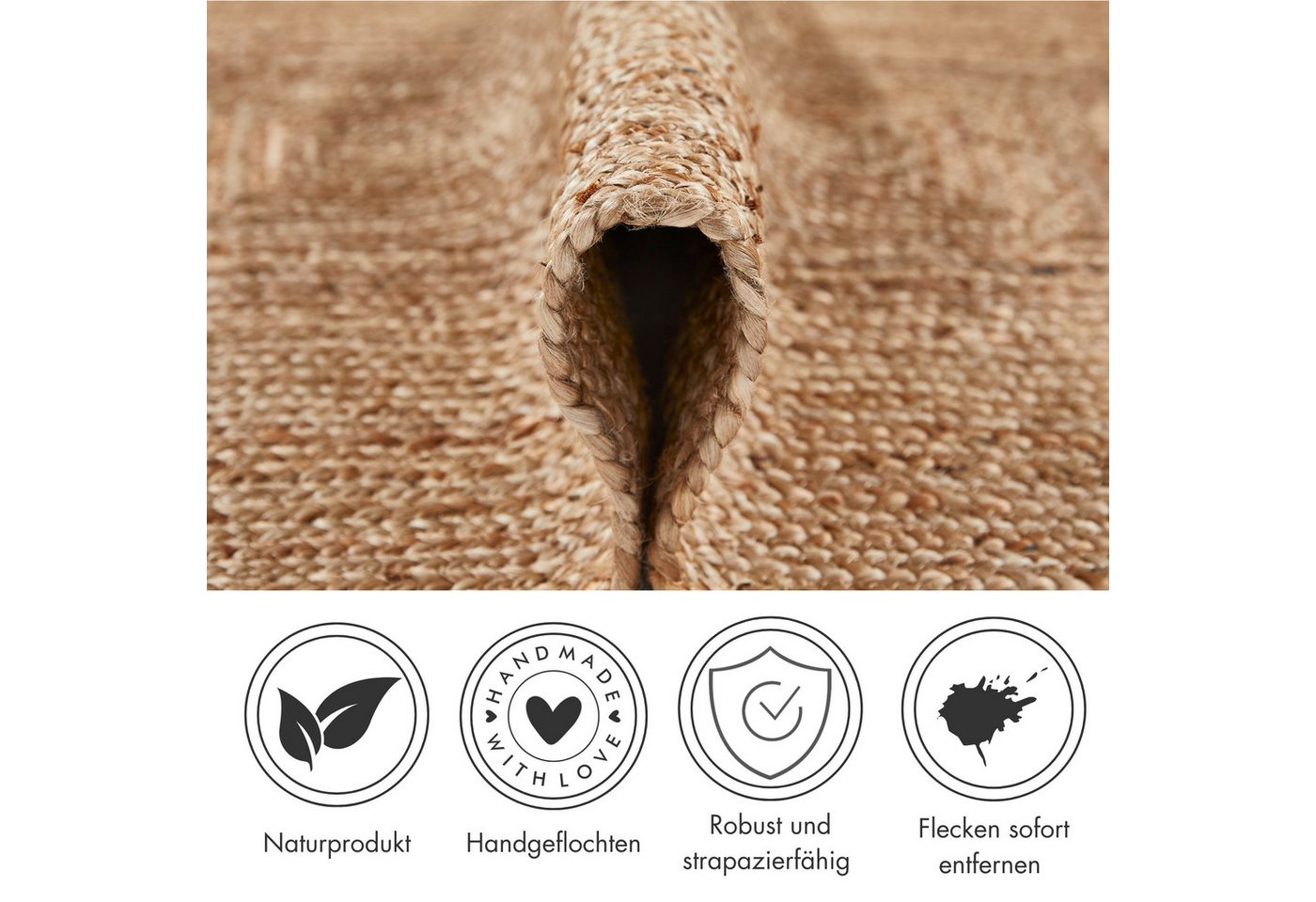 LUXOR living Teppich Salo, rechteckig, Höhe: 6 mm, Juteteppich, handgeflochten, 100% Naturfaser, Wohnzimmer – Bild 3 von 5