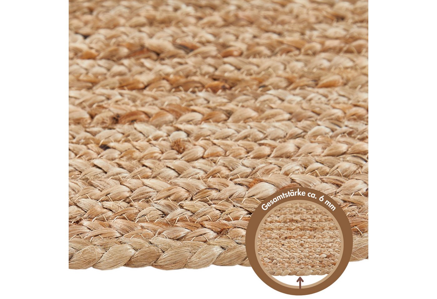 LUXOR living Teppich Salo, rechteckig, Höhe: 6 mm, Juteteppich, handgeflochten, 100% Naturfaser, Wohnzimmer – Bild 5 von 5