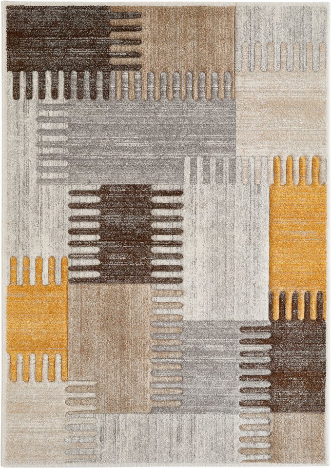 LUXOR living Teppich Toronto, rechteckig, Höhe: 12 mm, Kurzflor, modernes Patchwork-Design, Hoch-Tief Struktur, Wohnzimmer – Bild 2 von 5