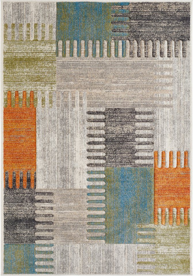 LUXOR living Teppich Toronto, rechteckig, Höhe: 12 mm, Kurzflor, modernes Patchwork-Design, Hoch-Tief Struktur, Wohnzimmer – Bild 2 von 5