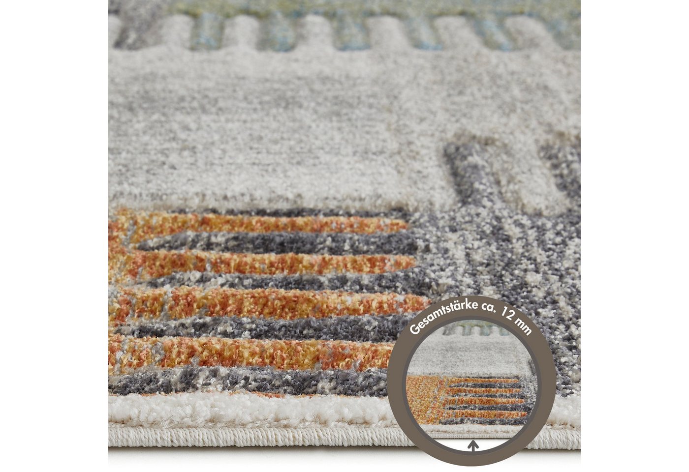 LUXOR living Teppich Toronto, rechteckig, Höhe: 12 mm, Kurzflor, modernes Patchwork-Design, Hoch-Tief Struktur, Wohnzimmer – Bild 4 von 5