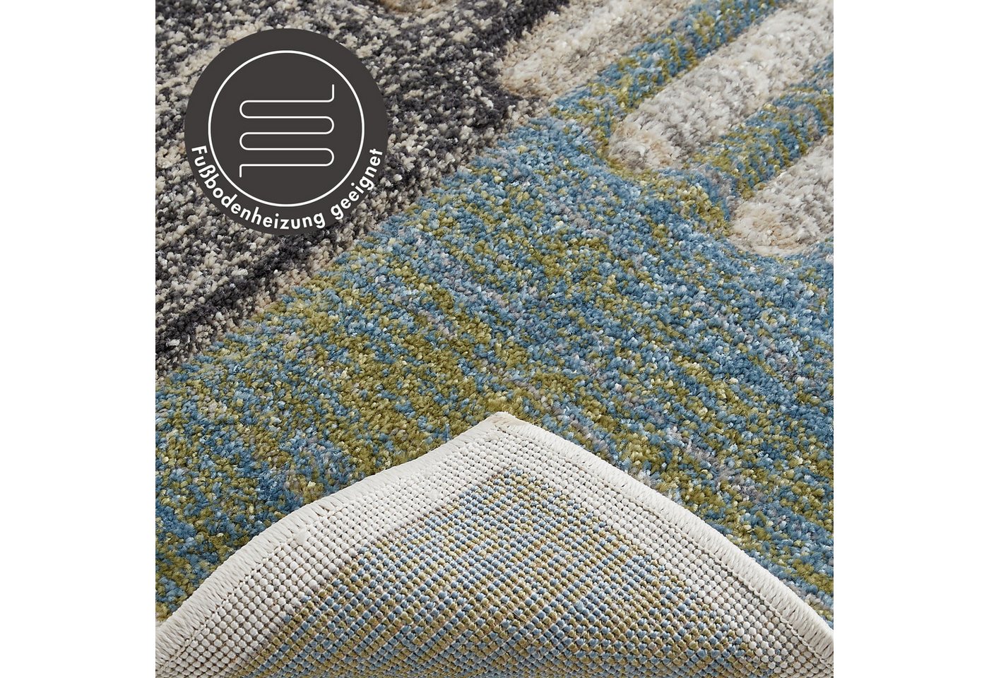 LUXOR living Teppich Toronto, rechteckig, Höhe: 12 mm, Kurzflor, modernes Patchwork-Design, Hoch-Tief Struktur, Wohnzimmer – Bild 5 von 5