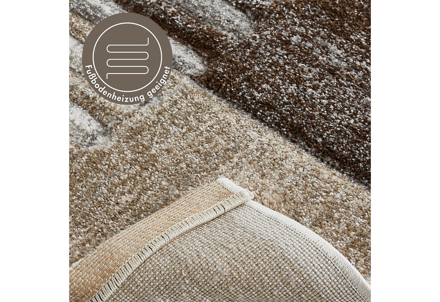 LUXOR living Teppich Toronto, rechteckig, Höhe: 12 mm, Kurzflor, modernes Patchwork-Design, Hoch-Tief Struktur, Wohnzimmer – Bild 5 von 5