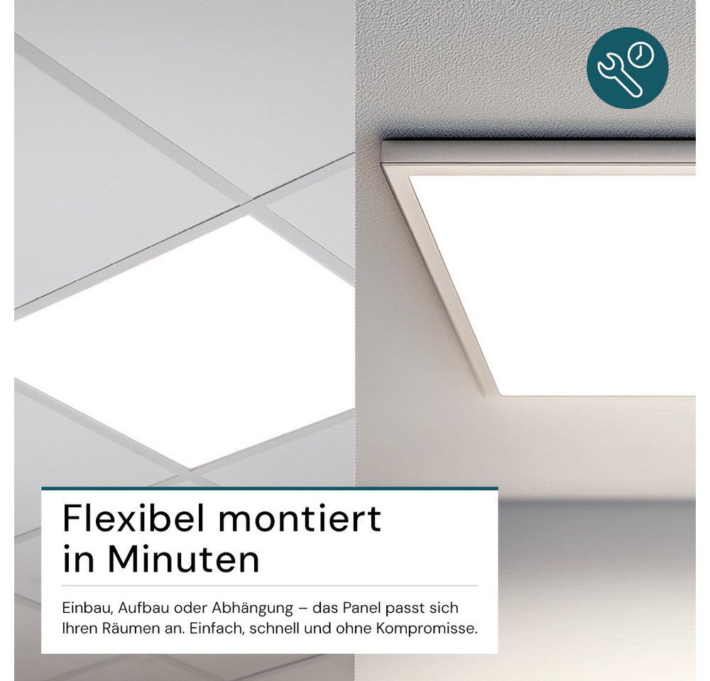LUXULA LED Rasterleuchte 2er-Pack LED BackLit Panel, 62x62 cm, 36W, 3600lm, 6000K, LED fest integriert, Neutralweiß – Bild 4 von 5