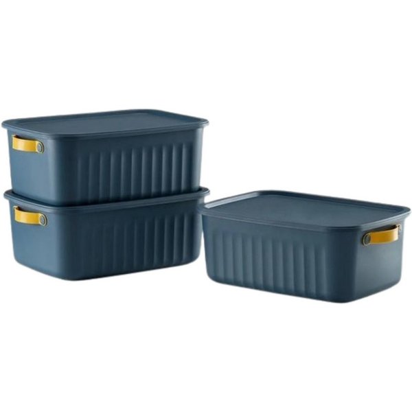 Luxury Bites Aufbewahrungsbox mit Deckel, 20L-15L -10L BPA-freie Kunststoff, nestbar und stapelbar (6 Farben, 9 Farbkombiationen, 3er Set)