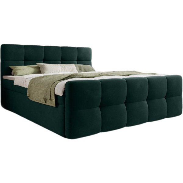 Luxusbetten24 Boxspringbett Cozy Samt, inklusive PU-Schaum Topper