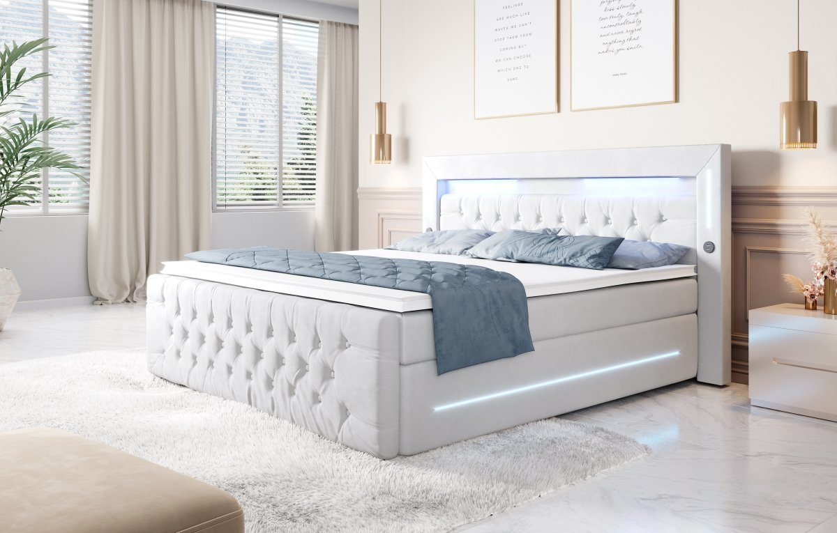 Luxusbetten24 Boxspringbett Moonlight, mit LED-Beleuchtung, USB-Anschluss und Stauraum – Bild 3 von 5