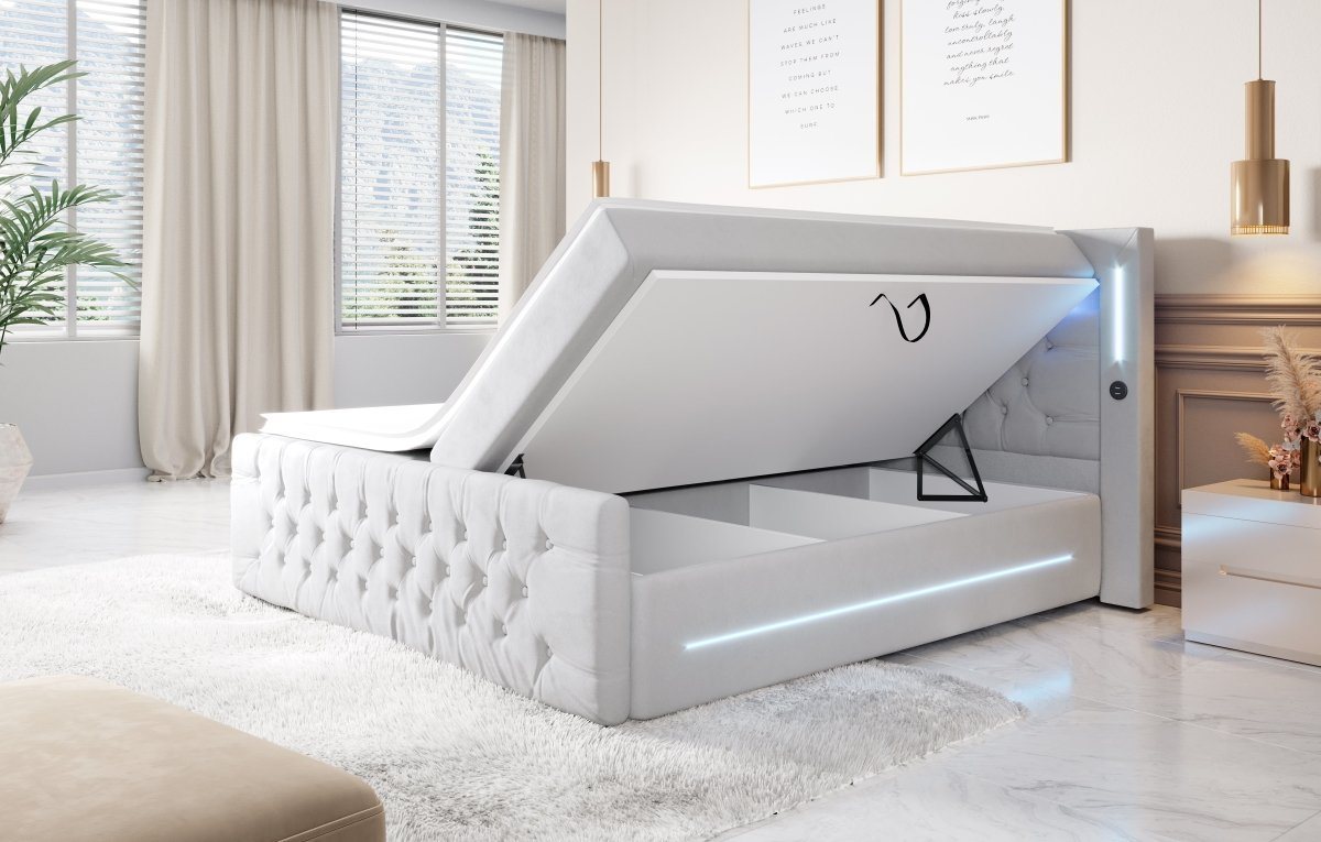 Luxusbetten24 Boxspringbett Moonlight, mit LED-Beleuchtung, USB-Anschluss und Stauraum – Bild 4 von 5