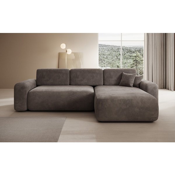 Luxusbetten24 Schlafsofa Designer Ecksofa Lola in Cord, mit Stauraum und Schlaffunktion