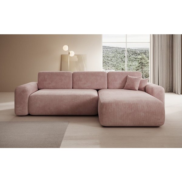 Luxusbetten24 Schlafsofa Designer Ecksofa Lola in Cord, mit Stauraum und Schlaffunktion