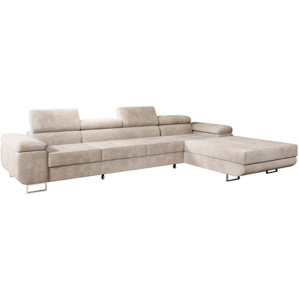 Luxusbetten24 Schlafsofa Designer Sofa Calvera Maxi, in Cord mit Schlaf- und Klappfunktion