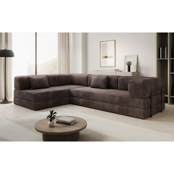 Luxusbetten24 Schlafsofa Designer Sofa Lazy L, mit Aufklappfunktion und Cordbezug