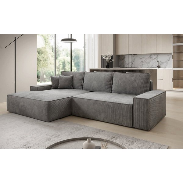 Luxusbetten24 Schlafsofa Designer Sofa Verona mit breiter Ottomane, mit Schlaffunktion und Stauraum
