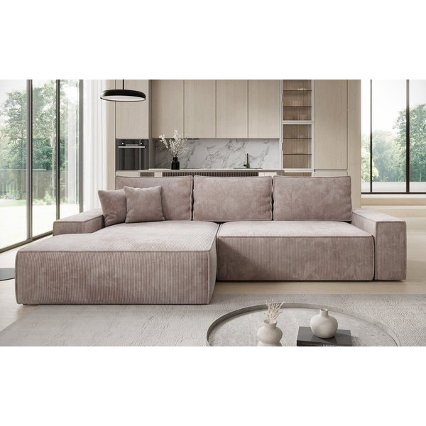 Luxusbetten24 Schlafsofa Designer Sofa Verona mit breiter Ottomane, mit Schlaffunktion und Stauraum
