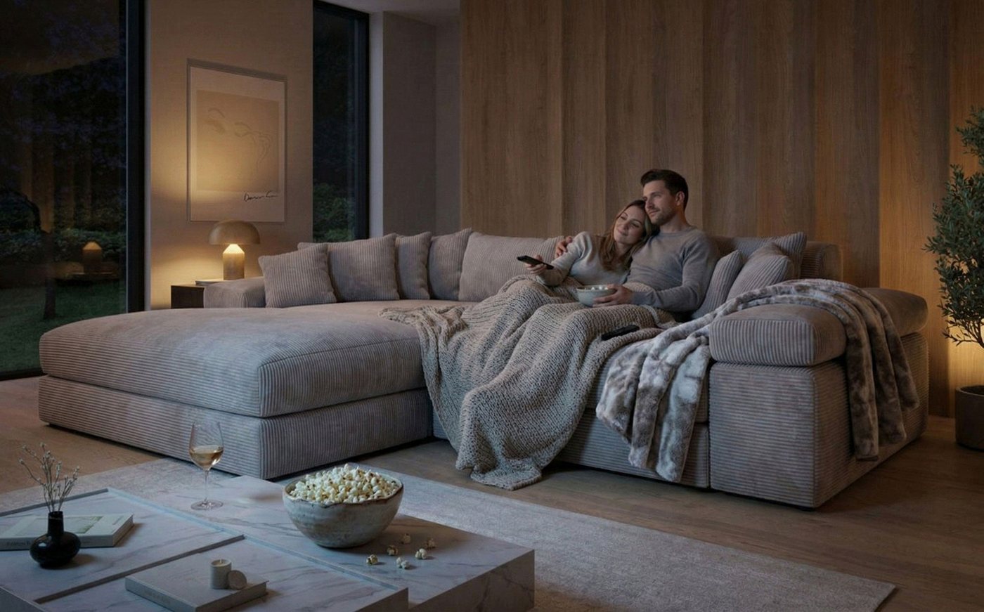 Luxusbetten24 Sofa Designer Sofa Bernardo, mit breiter Ottomane – Bild 3 von 3