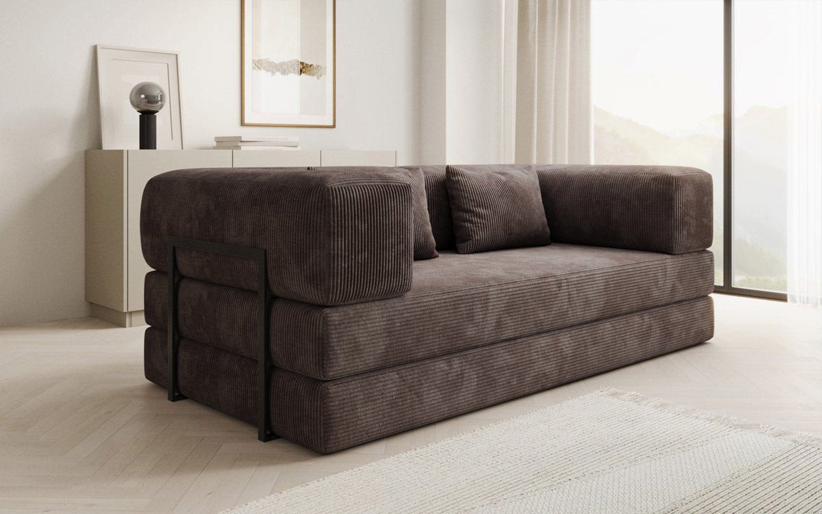 Luxusbetten24 Sofa Designer Sofa Lazy 3 Sitzer, mit Aufklappfunktion und Cordbezug – Bild 2 von 5