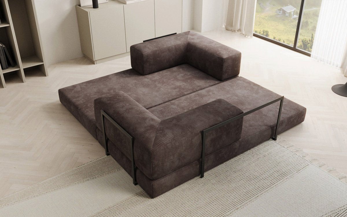 Luxusbetten24 Sofa Designer Sofa Lazy 3 Sitzer, mit Aufklappfunktion und Cordbezug – Bild 4 von 5
