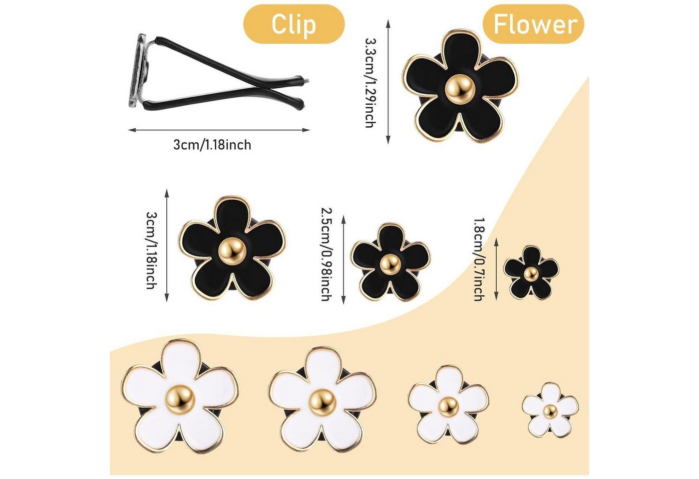 LuxusKollektion Auto-Fußmatten Lufterfrischer Auto Gänseblümchen Clip Diffusor Schwarz Weiß – Bild 2 von 5