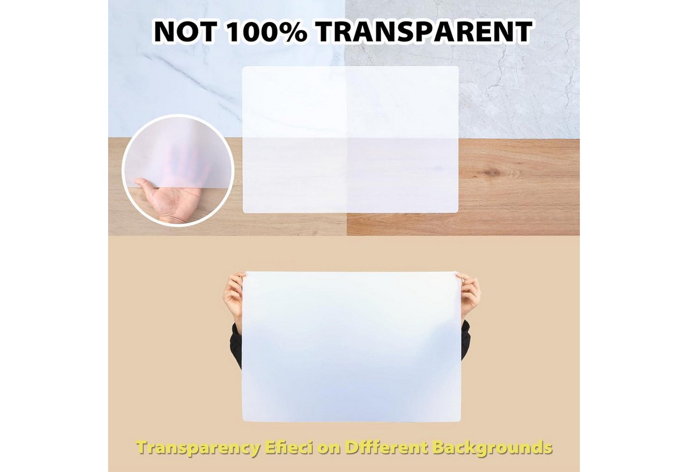 LuxusKollektion Backmatte Große Backmatte Silikon Antihafte Teigmatte Transparent 60x40cm, Kunststoff – Bild 3 von 5