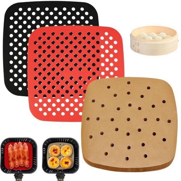 LuxusKollektion Backpapier Backpapier Heißluftfritteuse 100x 21,5cm perforiert 2 Silikonmatten