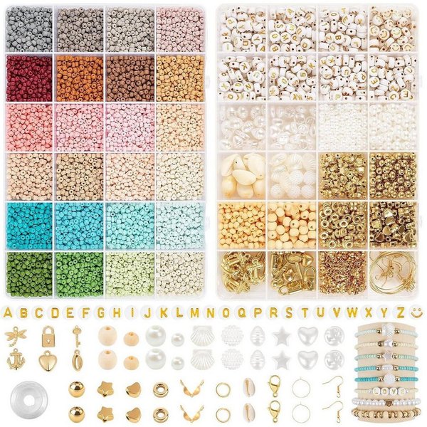 LuxusKollektion Bastelperlen RUBY 3mm Perlen Armbänder Bunte Glasperlen Auffädeln DIY Kit, (1-tlg)