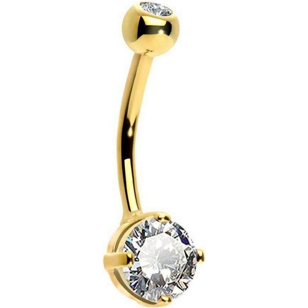 LuxusKollektion Bauchnabelpiercing 14K Solid Gold Bauchnabelpiercing mit Zirkonia Navel Ring