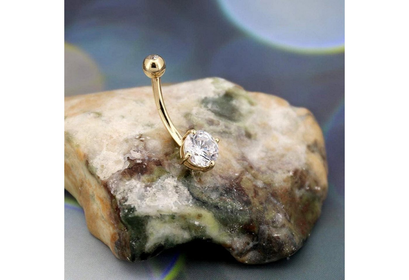 LuxusKollektion Bauchnabelpiercing 14K Solid Gold Bauchnabelpiercing mit Zirkonia Navel Ring – Bild 3 von 5