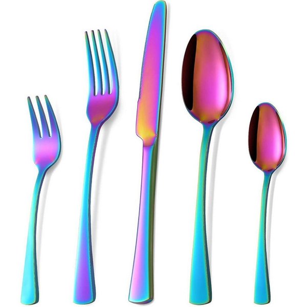 LuxusKollektion Besteck-Set Besteckset Edelstahl Regenbogen 6er Messer 30 Teilig-bunte 30 teilig