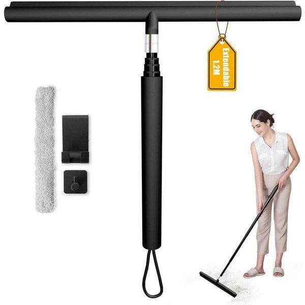 LuxusKollektion Duschabzieher Duschabzieher Einstellbar Set Ohne Bohren Halterung Schwarz, (1-St)