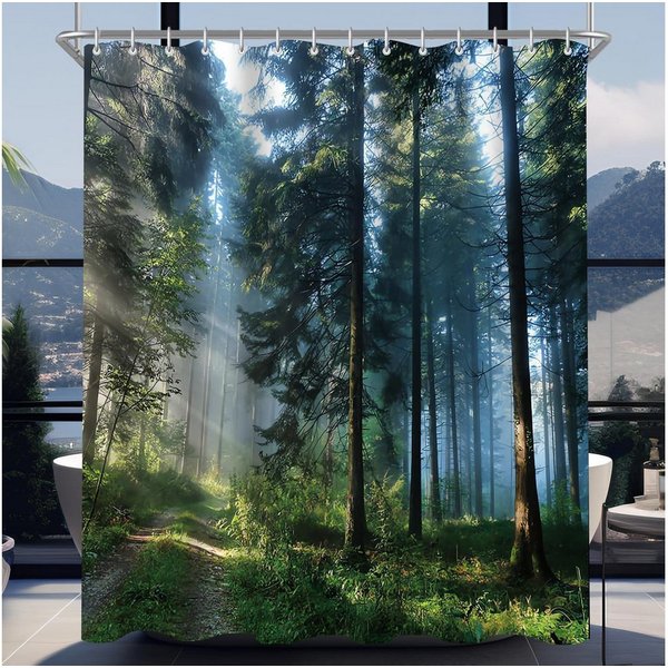 LuxusKollektion Duschvorhang Duschvorhang 120x200 wasserabweisend Wald Sunshine Forest 120 x 200 cm Breite 120 cm