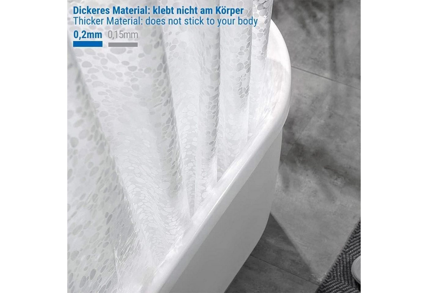 LuxusKollektion Duschvorhang Duschvorhang 3D Steinmuster transparent 100% Eva wasserdicht 120x200cm – Bild 3 von 5