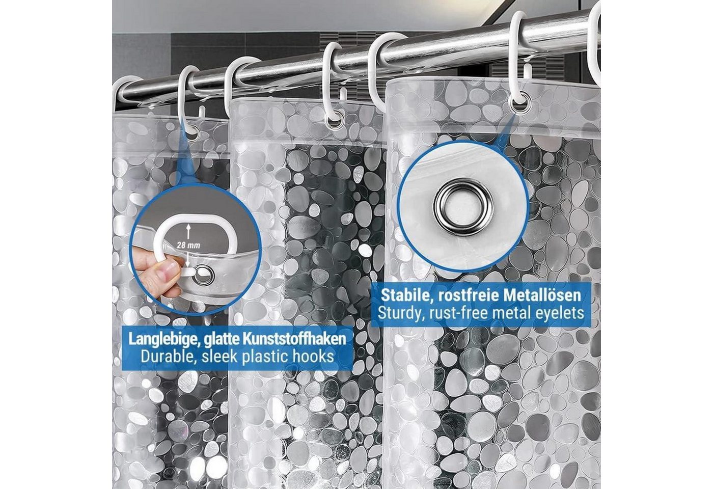 LuxusKollektion Duschvorhang Duschvorhang 3D Steinmuster transparent 100% Eva wasserdicht 120x200cm – Bild 4 von 5