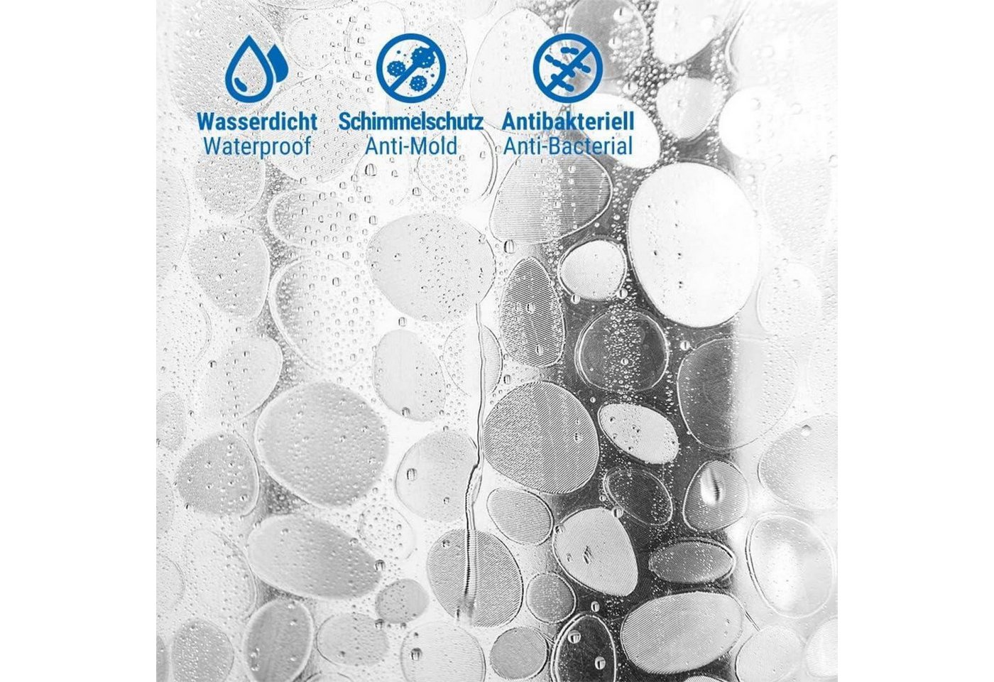 LuxusKollektion Duschvorhang Duschvorhang 3D Steinmuster transparent 100% Eva wasserdicht 120x200cm – Bild 5 von 5