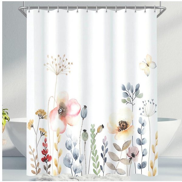 LuxusKollektion Duschvorhang Duschvorhang Blumen 100x180cm Textil Antischimmel Wasserabweisend