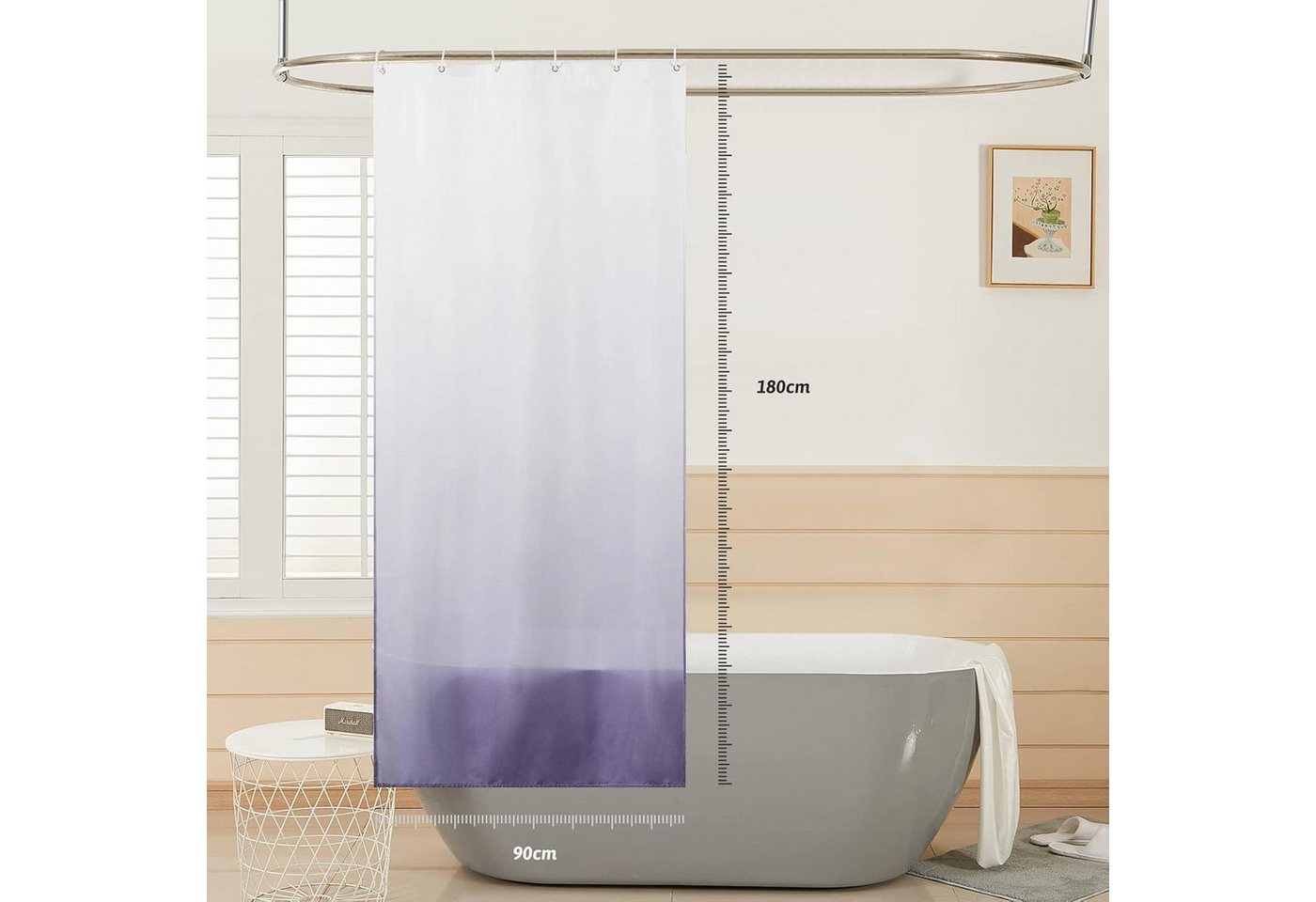 LuxusKollektion Duschvorhang Schmaler Duschvorhang Polyester Wasserabweisend Gradient Lila 90x180 Breite 90 cm – Bild 2 von 5