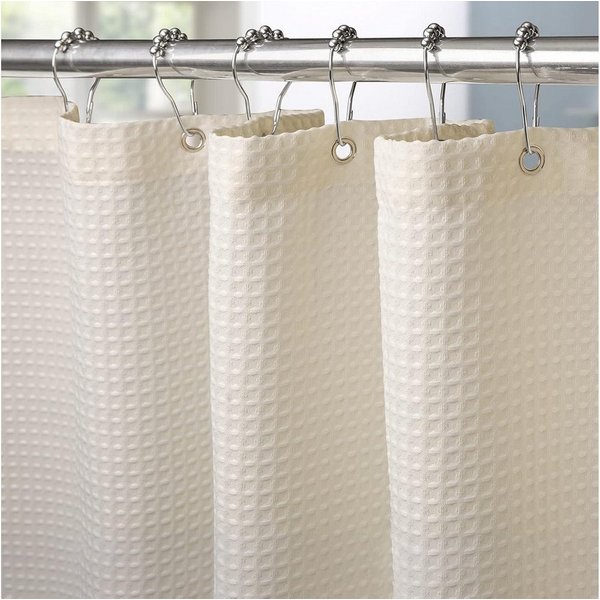 LuxusKollektion Duschvorhang Waffel Duschvorhang Anti Schimmel Wasserdicht Set 182x182cm Creme Breite 182 cm