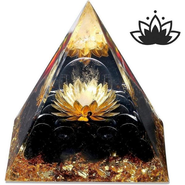 LuxusKollektion Edelstein Obsidian Orgonit Pyramide Schwarz Stein Kristalle Lotus Inspirierend