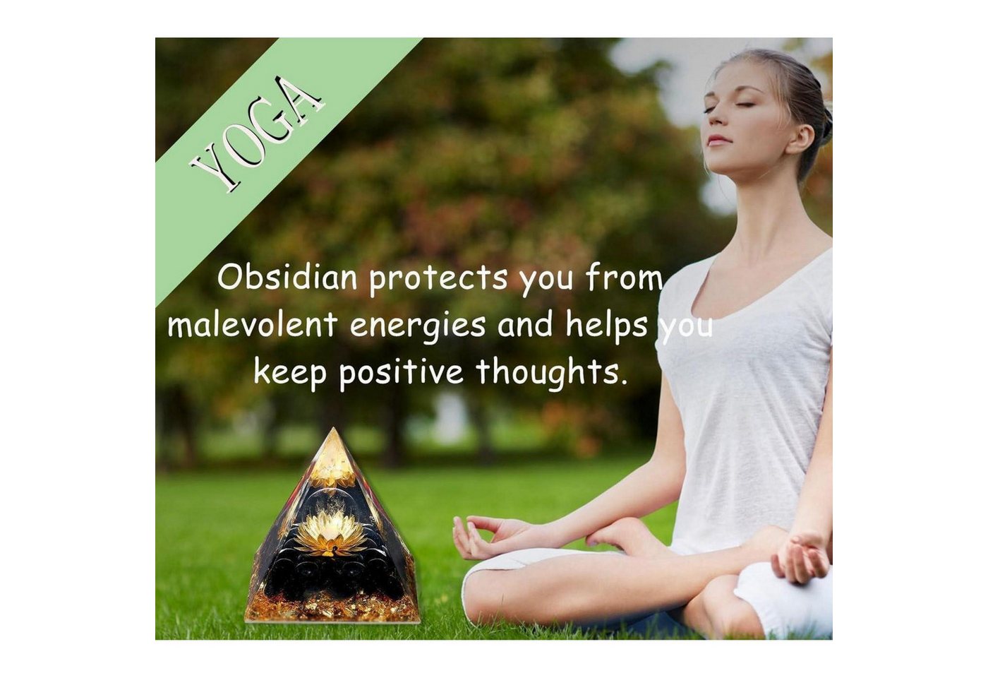 LuxusKollektion Edelstein Obsidian Orgonit Pyramide Schwarz Stein Kristalle Lotus Inspirierend – Bild 5 von 5